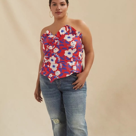 NWT Anthropologie Hutch Ruffle Strapless Floral Top 10 - Picture 4 of 6